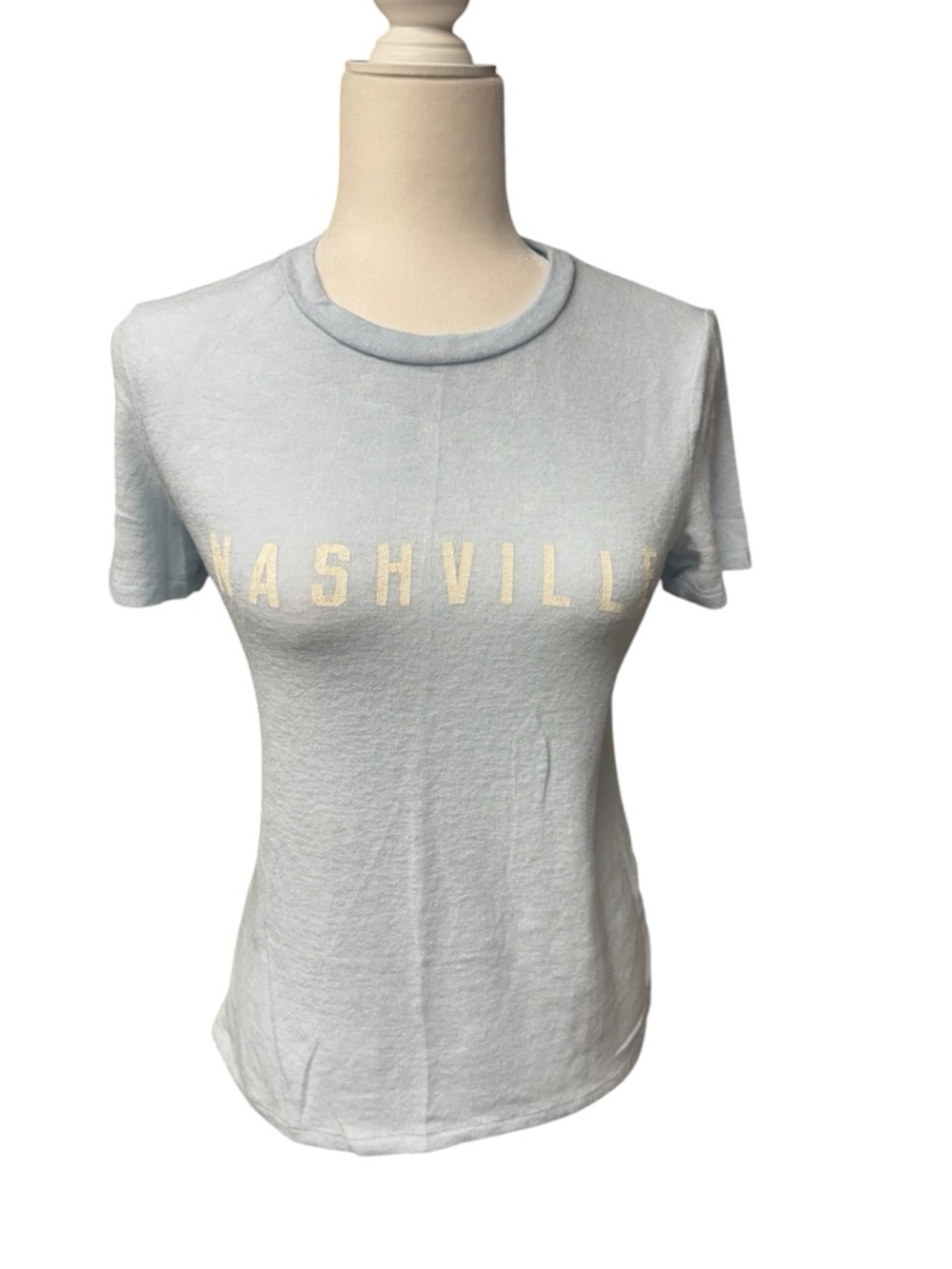 NASH Nashville Crewneck fitted Graphic Tee Light Blue women’s small short sleeve
